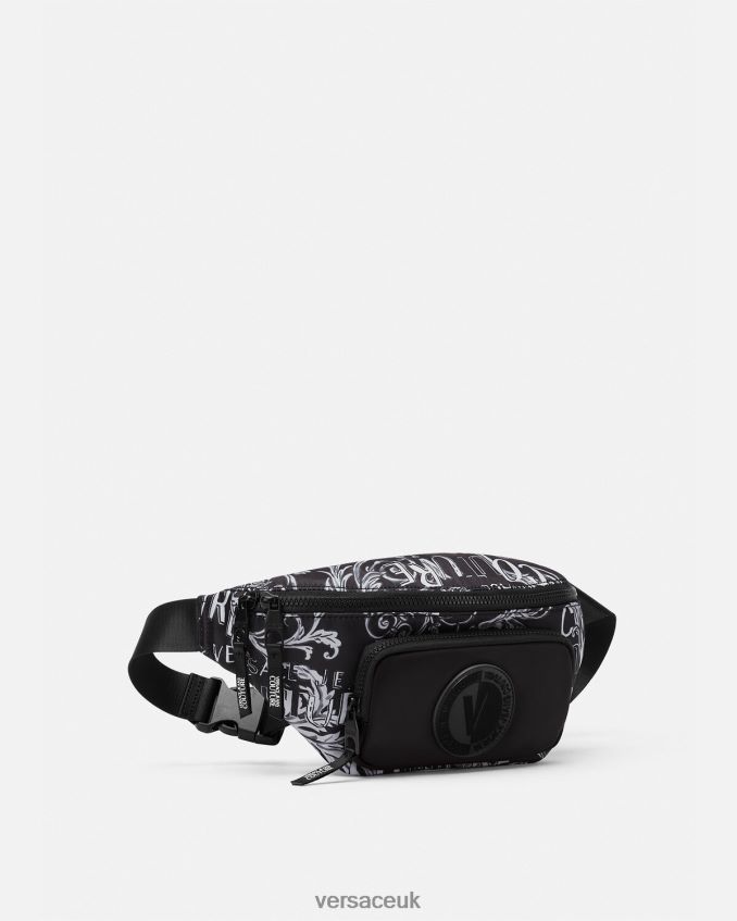 Men Versace Logo Couture Belt Bag 6D2D062494 Black & Gray Bags