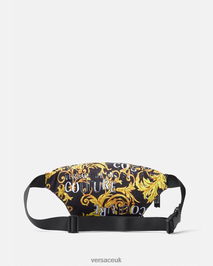 Men Versace Logo Couture Belt Bag 6D2D062495 Black & Gold Bags