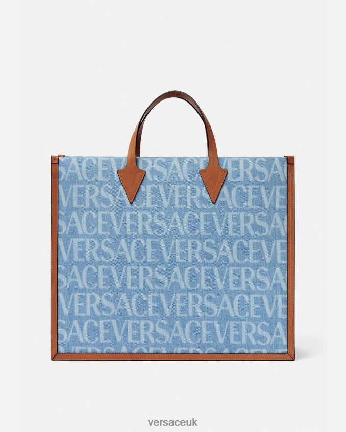 Men Versace Allover Denim Tote Bag 6D2D061505 Blue Bags