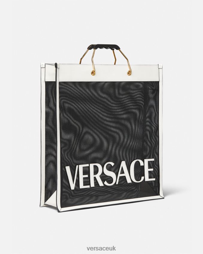 Men Versace Shopper Tote Bag 6D2D061508 Black & White Bags