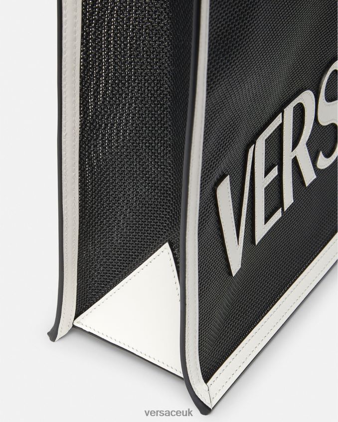 Men Versace Shopper Tote Bag 6D2D061508 Black & White Bags