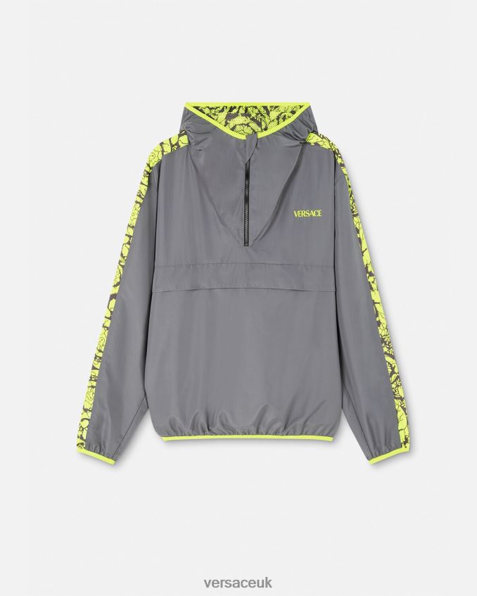 Men Versace Barocco Silhouette Gym Track Jacket 6D2D061461 Gray & Lime Clothing