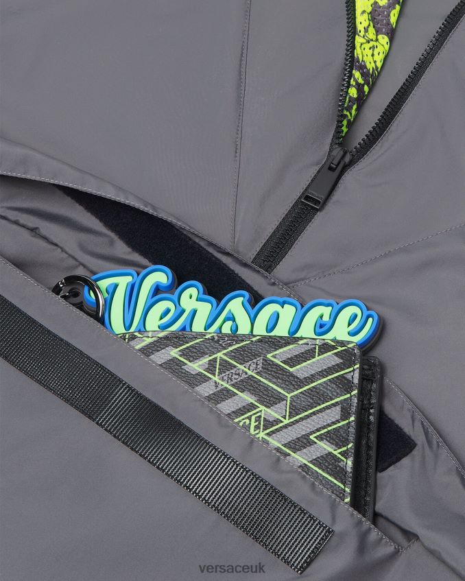 Men Versace Barocco Silhouette Gym Track Jacket 6D2D061461 Gray & Lime Clothing