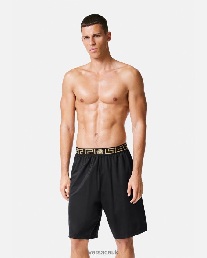 Men Versace Greca Border Long Boardshorts 6D2D061455 Black Clothing