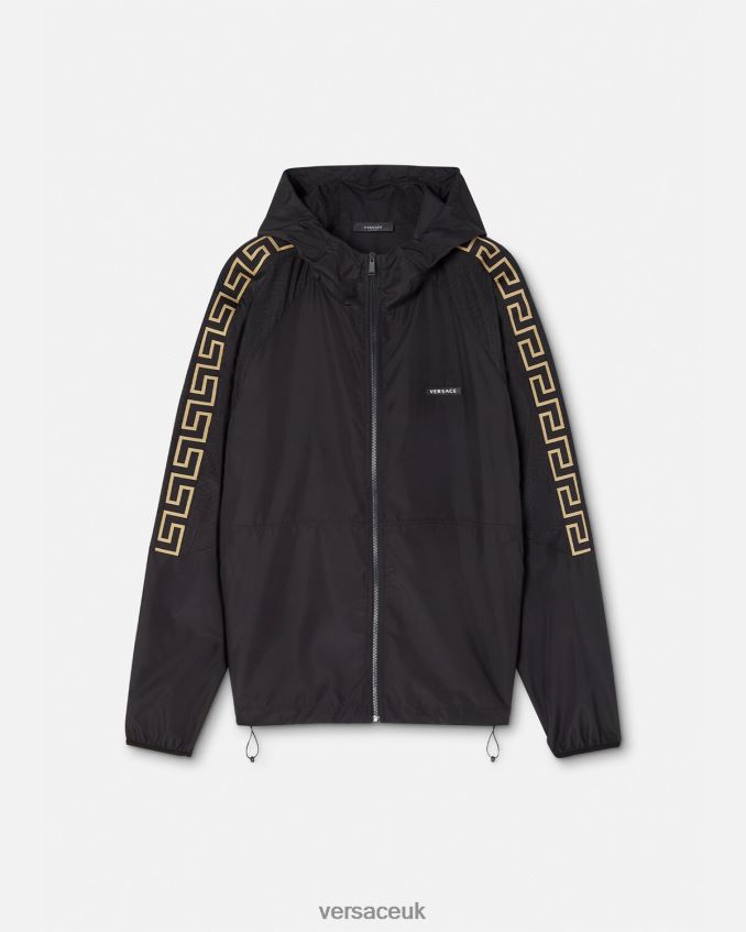 Men Versace Greca Nylon Gym Track Jacket 6D2D061452 Black Clothing