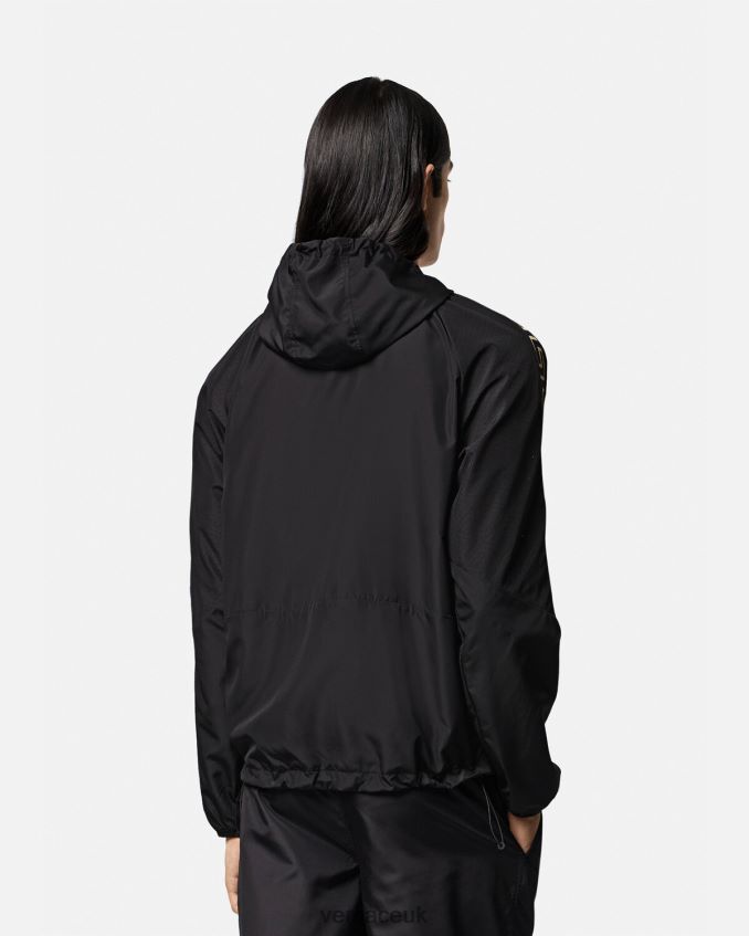 Men Versace Greca Nylon Gym Track Jacket 6D2D061452 Black Clothing