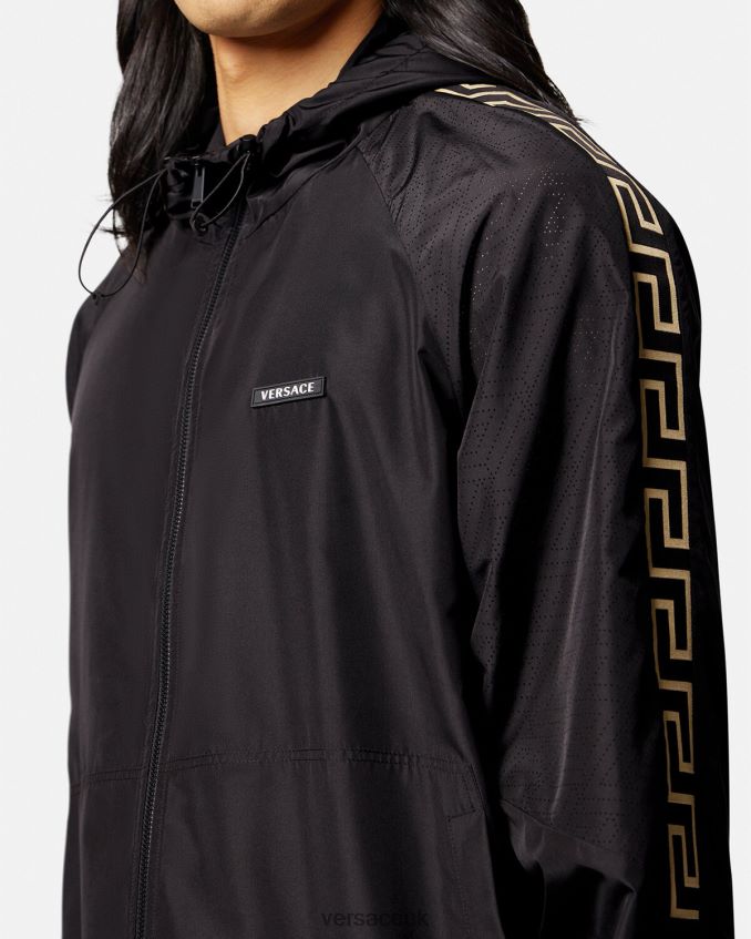 Men Versace Greca Nylon Gym Track Jacket 6D2D061452 Black Clothing