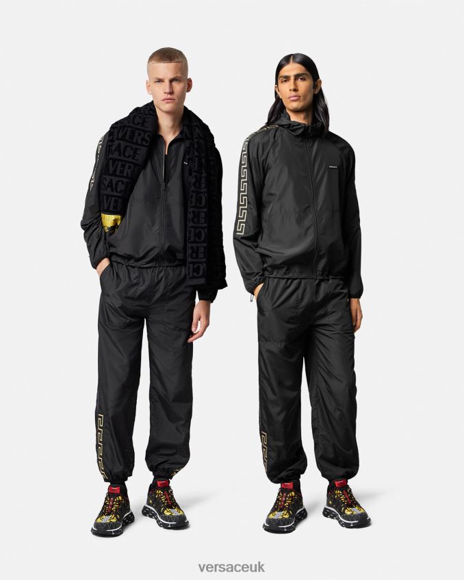 Men Versace Greca Nylon Gym Track Pants 6D2D061453 Black Clothing