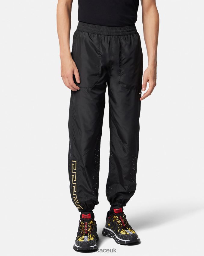 Men Versace Greca Nylon Gym Track Pants 6D2D061453 Black Clothing