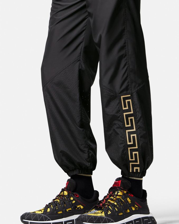 Men Versace Greca Nylon Gym Track Pants 6D2D061453 Black Clothing