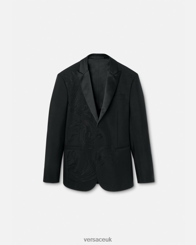 Men Versace Barocco Embroidered Formal Blazer 6D2D061262 Black Clothing