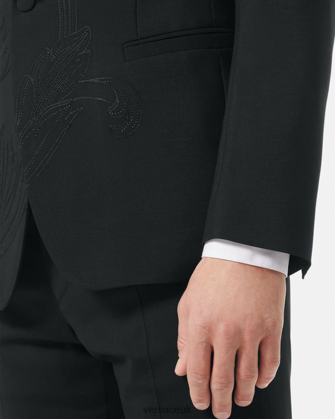 Men Versace Barocco Embroidered Formal Blazer 6D2D061262 Black Clothing