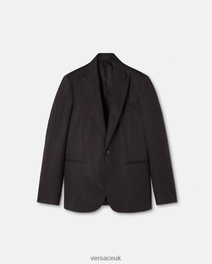 Men Versace La Greca Jacquard Blazer 6D2D061277 Black Clothing
