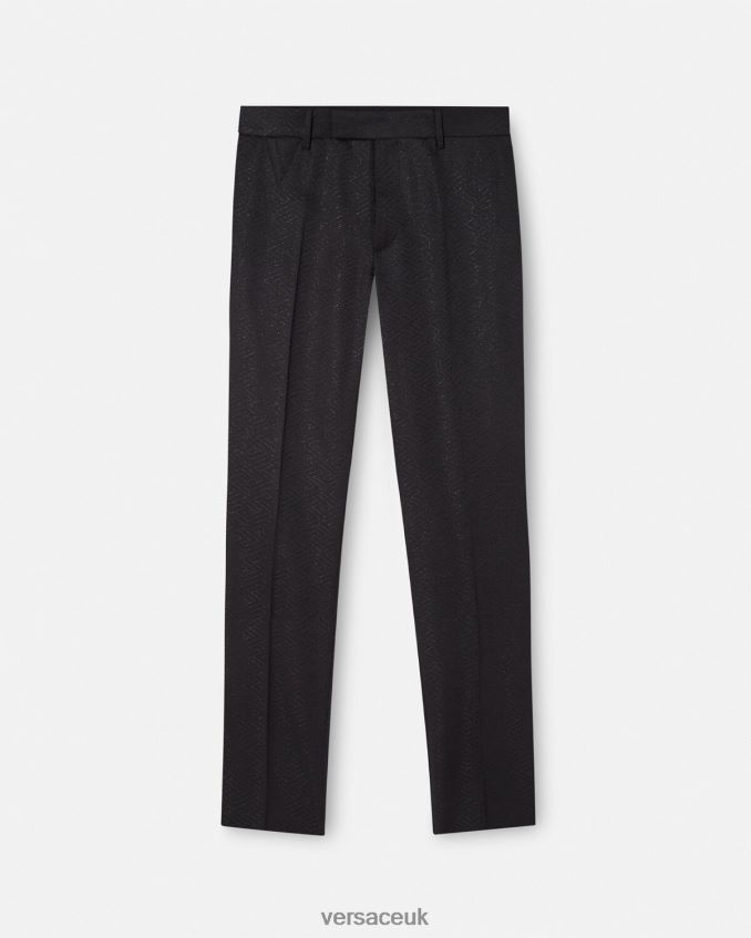 Men Versace La Greca Jacquard Pants 6D2D061276 Black Clothing