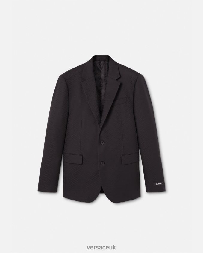 Men Versace La Greca Tailored Blazer 6D2D061264 Black Clothing