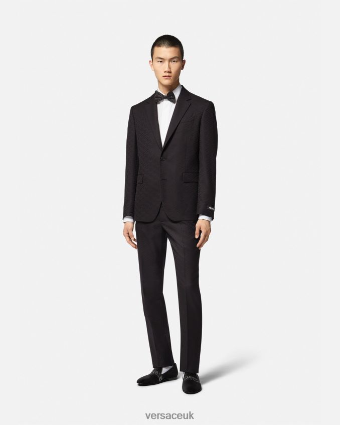 Men Versace La Greca Tailored Blazer 6D2D061264 Black Clothing