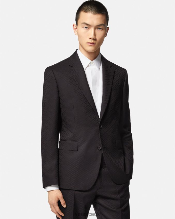Men Versace La Greca Tailored Blazer 6D2D061264 Black Clothing