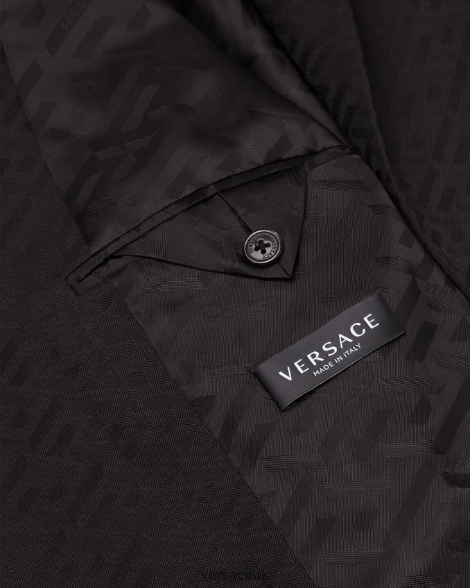 Men Versace La Greca Tailored Blazer 6D2D061264 Black Clothing