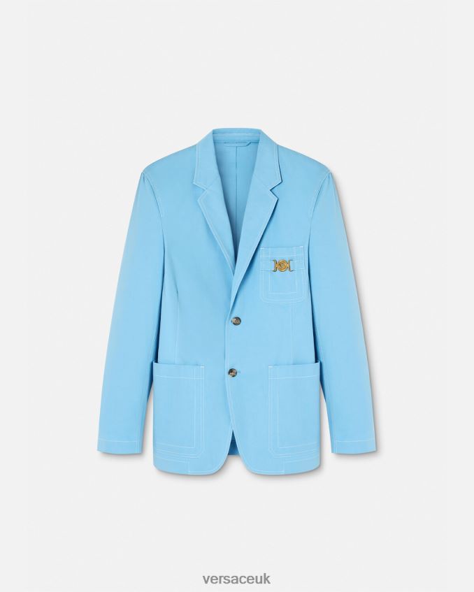 Men Versace Medusa Biggie Single-Breasted Blazer 6D2D061266 Light Blue Clothing