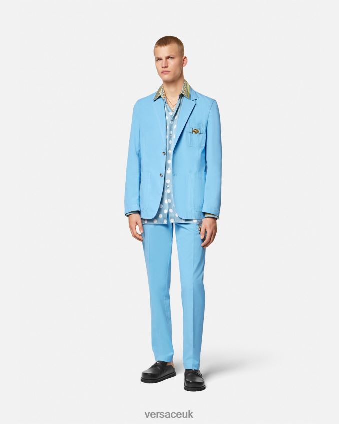 Men Versace Medusa Biggie Single-Breasted Blazer 6D2D061266 Light Blue Clothing