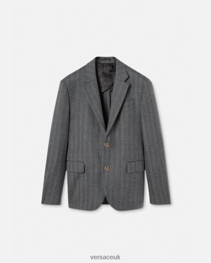 Men Versace Medusa Cashmere Blazer 6D2D061263 Gray Clothing