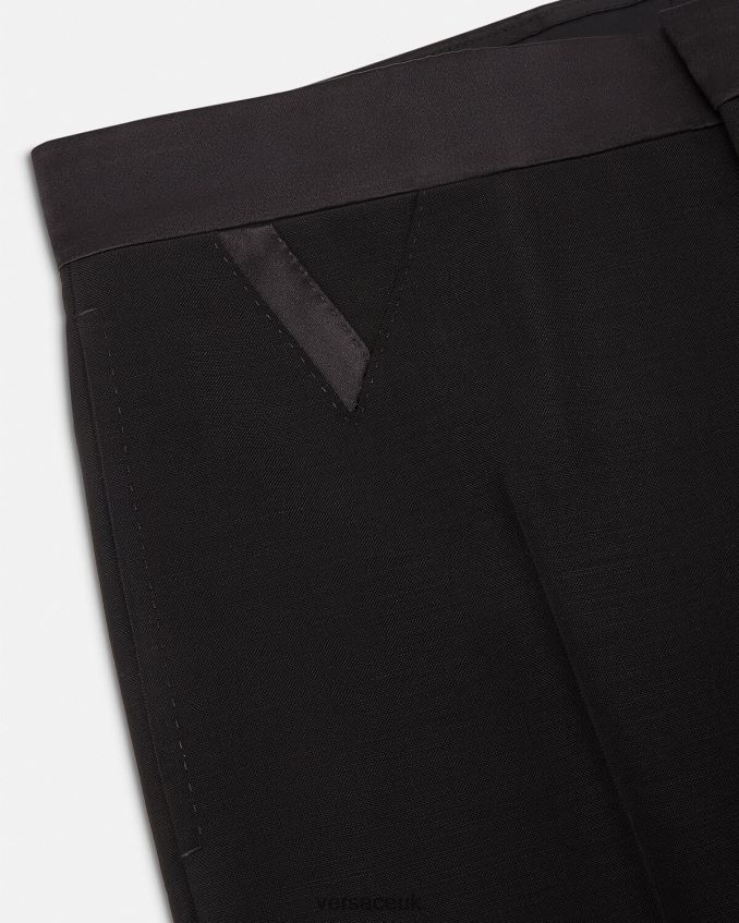 Men Versace Mohair Blend Formal Pants 6D2D061261 Black Clothing