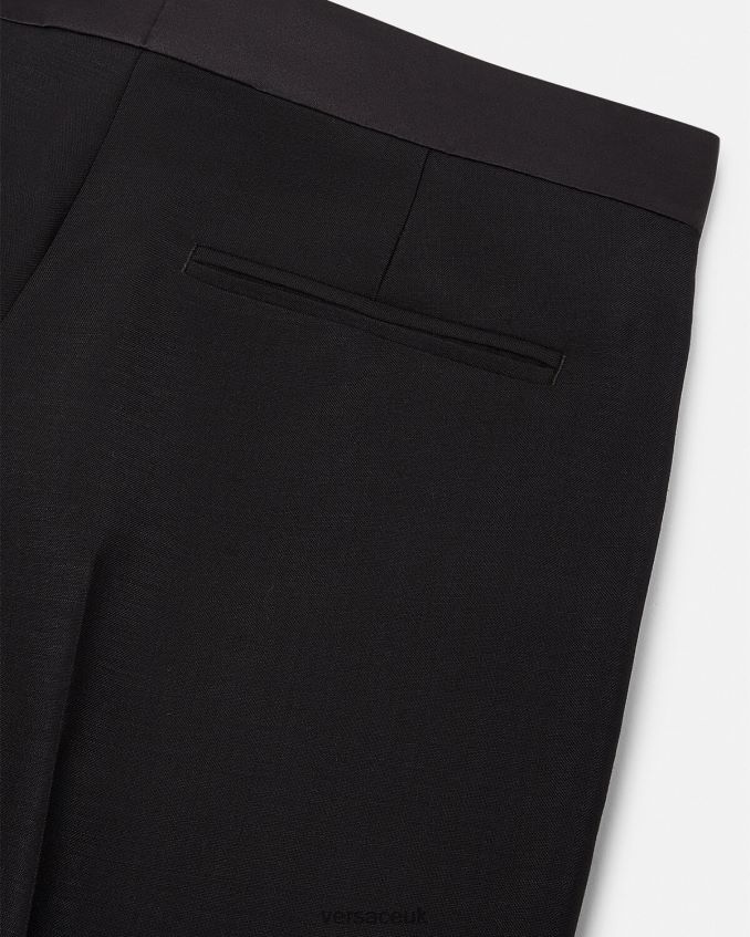 Men Versace Mohair Blend Formal Pants 6D2D061261 Black Clothing