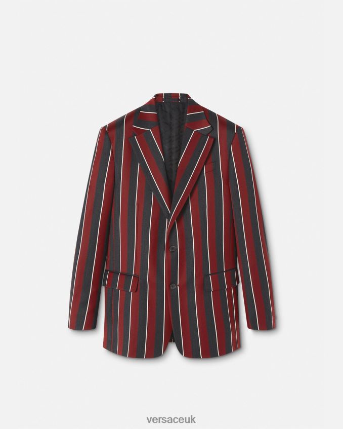 Men Versace Striped Single-Breasted Blazer 6D2D061271 Red & Gray Clothing