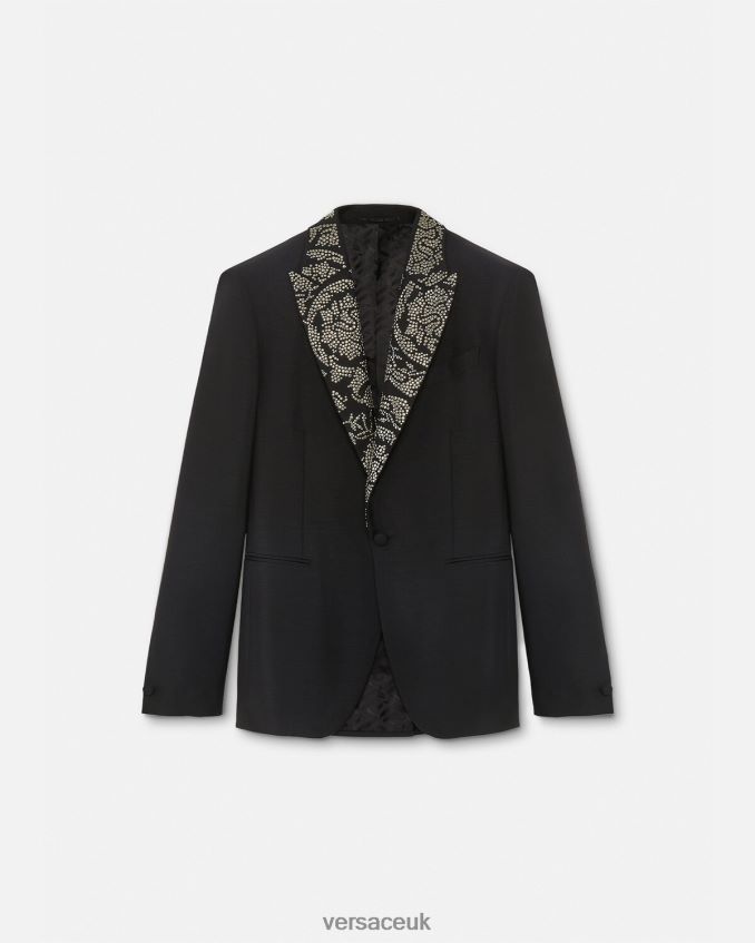 Men Versace Studded Barocco Silhouette Blazer 6D2D061275 Black Clothing