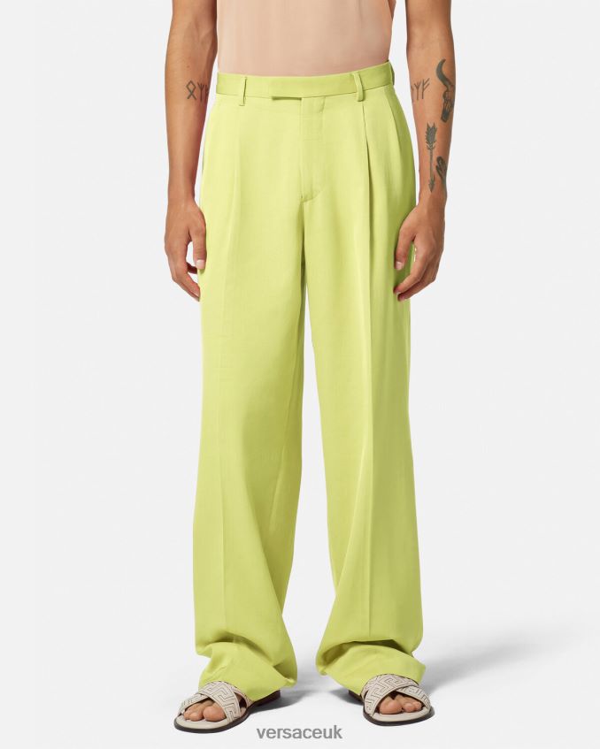 Men Versace Wide Leg Formal Pants 6D2D061273 Lime Clothing