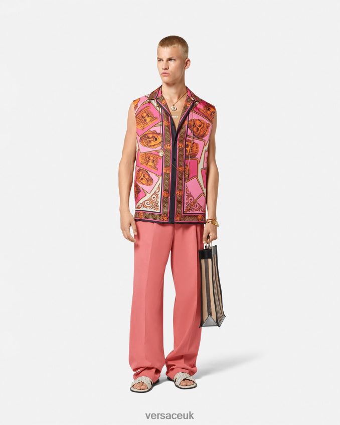 Men Versace Wide Leg Formal Pants 6D2D061274 Pink Clothing