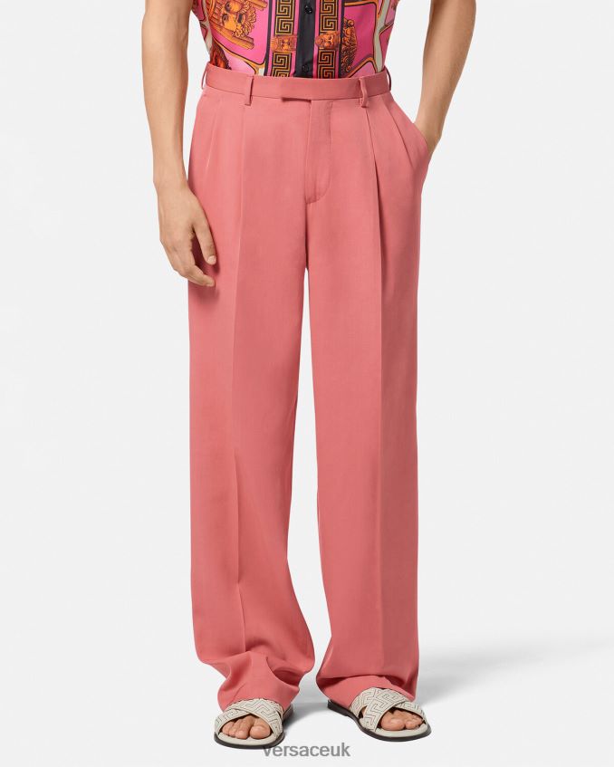 Men Versace Wide Leg Formal Pants 6D2D061274 Pink Clothing