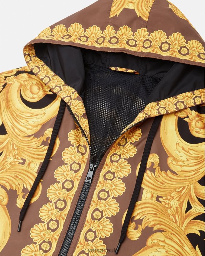 Men Versace Barocco 660 Windbreaker Jacket 6D2D061241 Brown & Gold Clothing