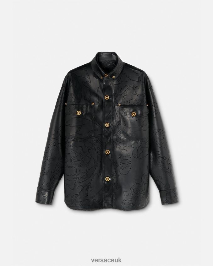 Men Versace Barocco Latex Overshirt 6D2D061237 Black Clothing