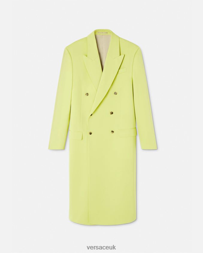 Men Versace Double-Breasted Coat 6D2D061233 Lime Clothing