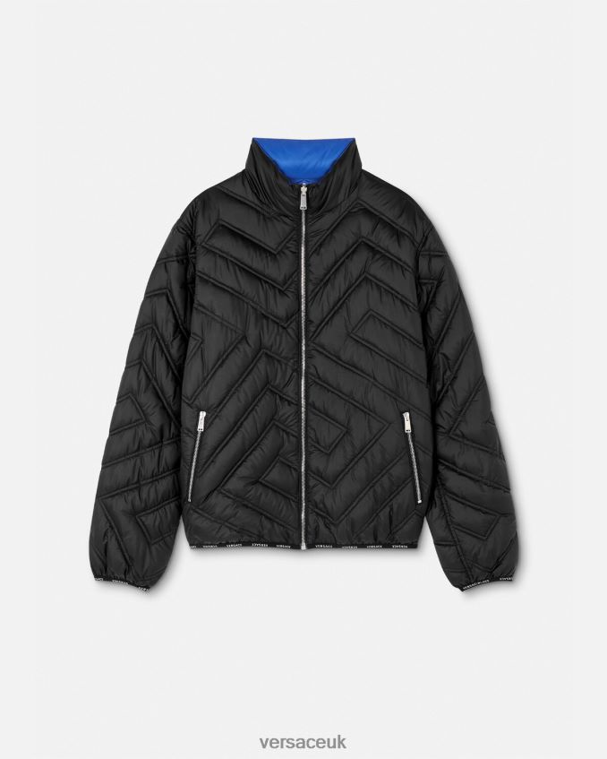 Men Versace La Greca Puffer Jacket 6D2D061228 Black Clothing