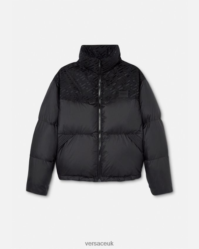Men Versace La Greca Puffer Jacket 6D2D061248 Black Clothing
