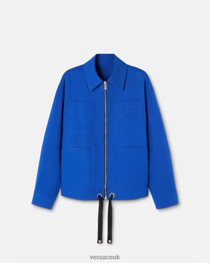 Men Versace Logo Blouson Jacket 6D2D061234 Bluette Clothing