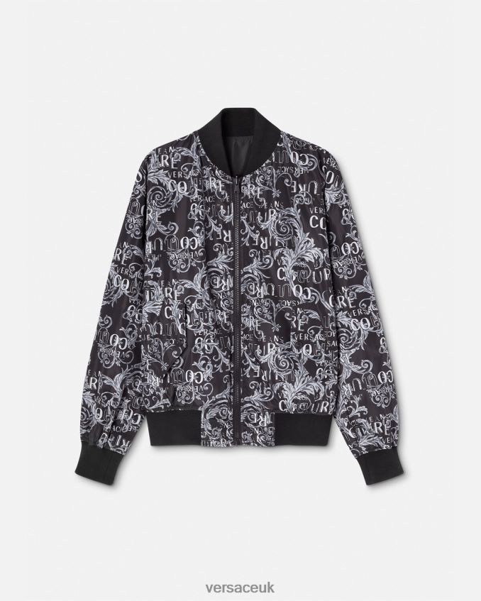 Men Versace Logo Couture Reversible Jacket 6D2D062415 Black & Print Clothing