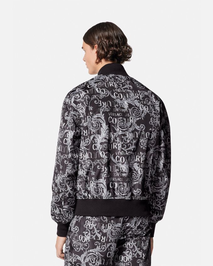 Men Versace Logo Couture Reversible Jacket 6D2D062415 Black & Print Clothing