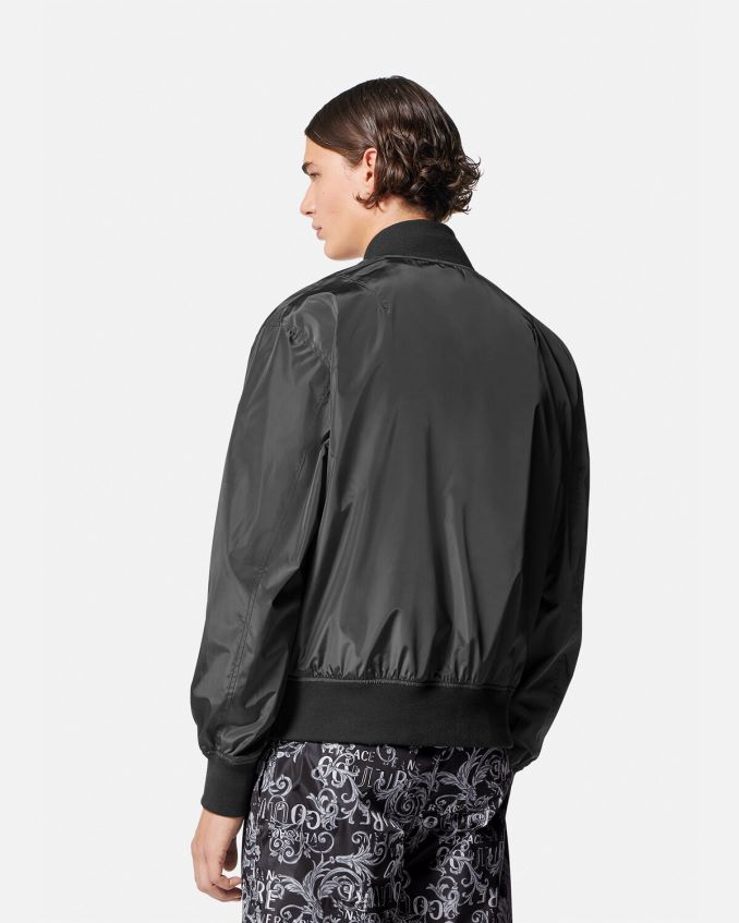 Men Versace Logo Couture Reversible Jacket 6D2D062415 Black & Print Clothing