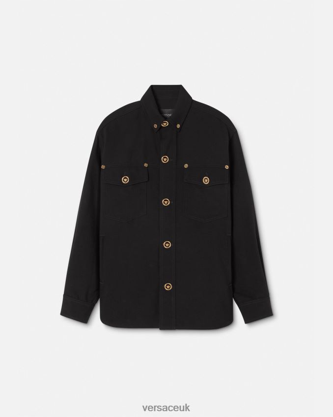 Men Versace Medusa Virgin Wool Overshirt 6D2D061229 Black Clothing