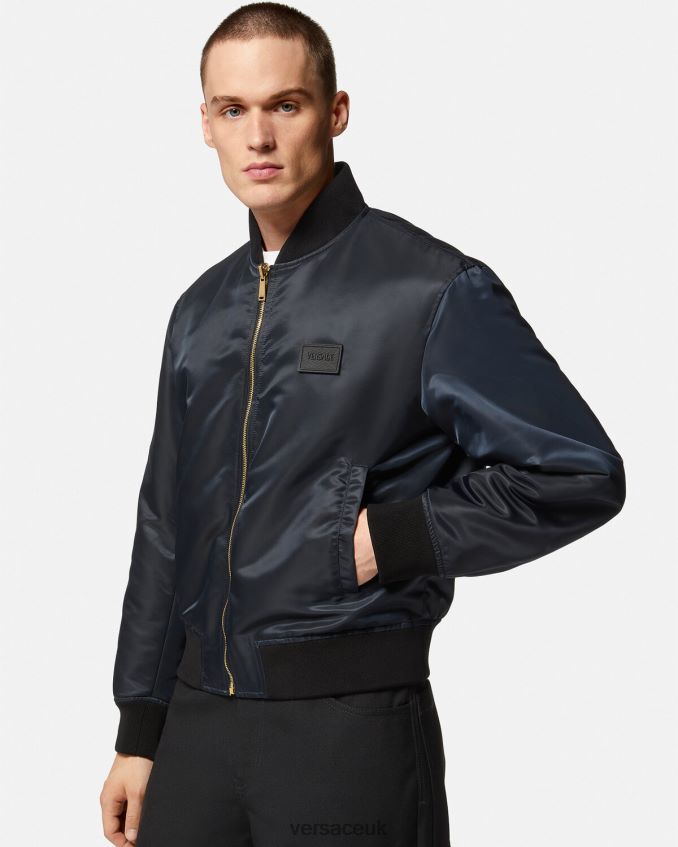 Men Versace Reversible Barocco 660 Bomber Jacket 6D2D061240 Blue & Gold Clothing
