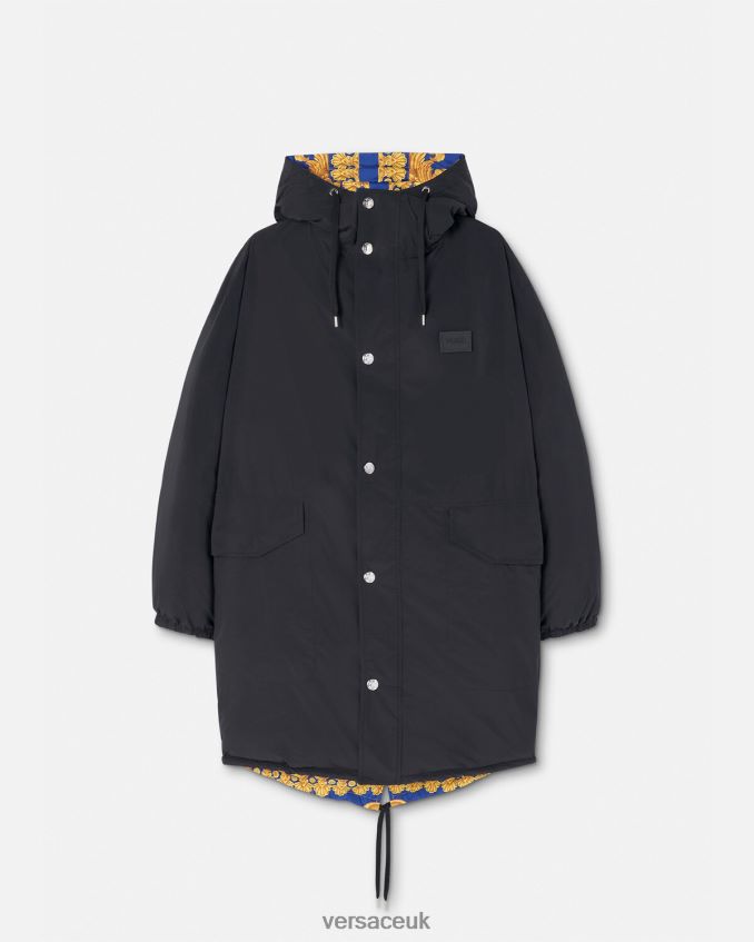 Men Versace Reversible Barocco 660 Puffer Parka 6D2D061239 Blue & Gold Clothing