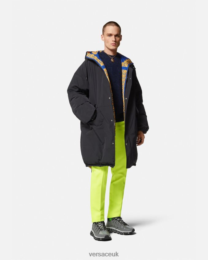 Men Versace Reversible Barocco 660 Puffer Parka 6D2D061239 Blue & Gold Clothing