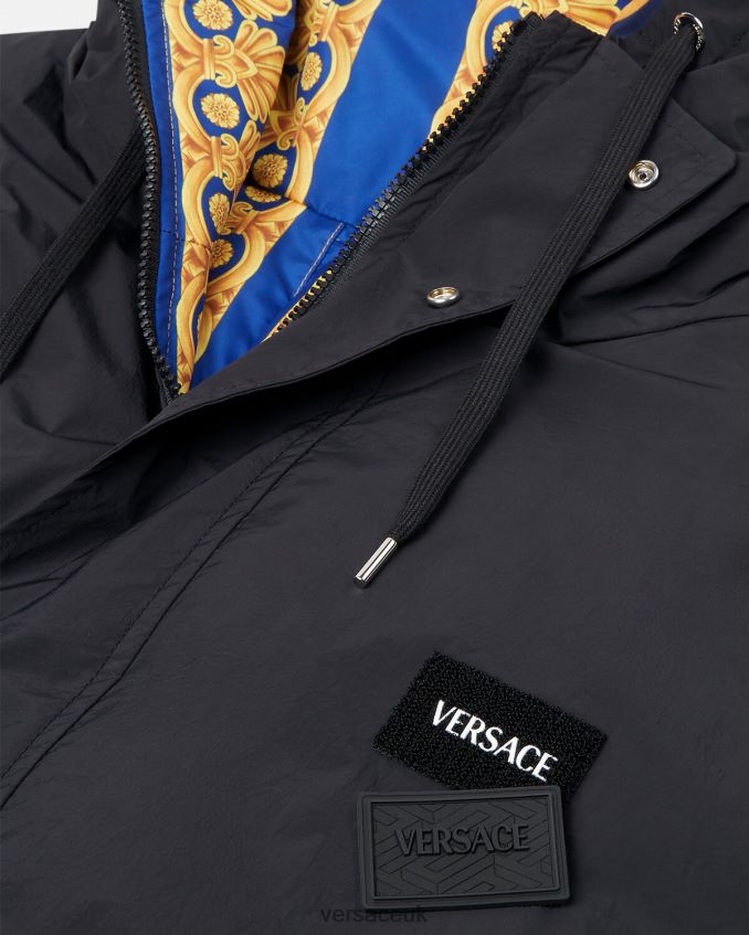 Men Versace Reversible Barocco 660 Puffer Parka 6D2D061239 Blue & Gold Clothing
