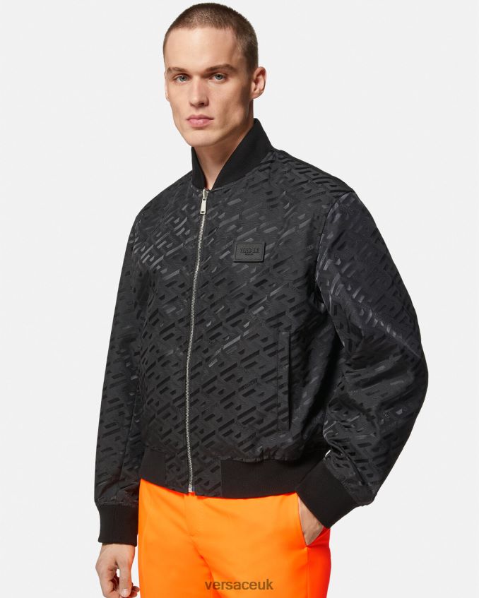 Men Versace Reversible La Greca Bomber Jacket 6D2D061246 Black Clothing