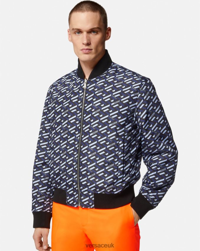 Men Versace Reversible La Greca Bomber Jacket 6D2D061246 Black Clothing