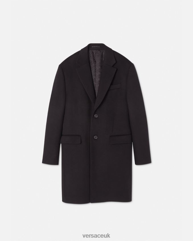 Men Versace Single-Breasted Coat 6D2D061227 Black Clothing