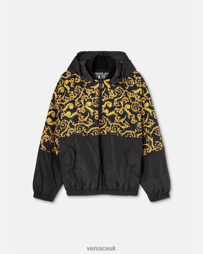 Men Versace Sketch Couture Hooded Jacket 6D2D062380 Black & Gold Clothing